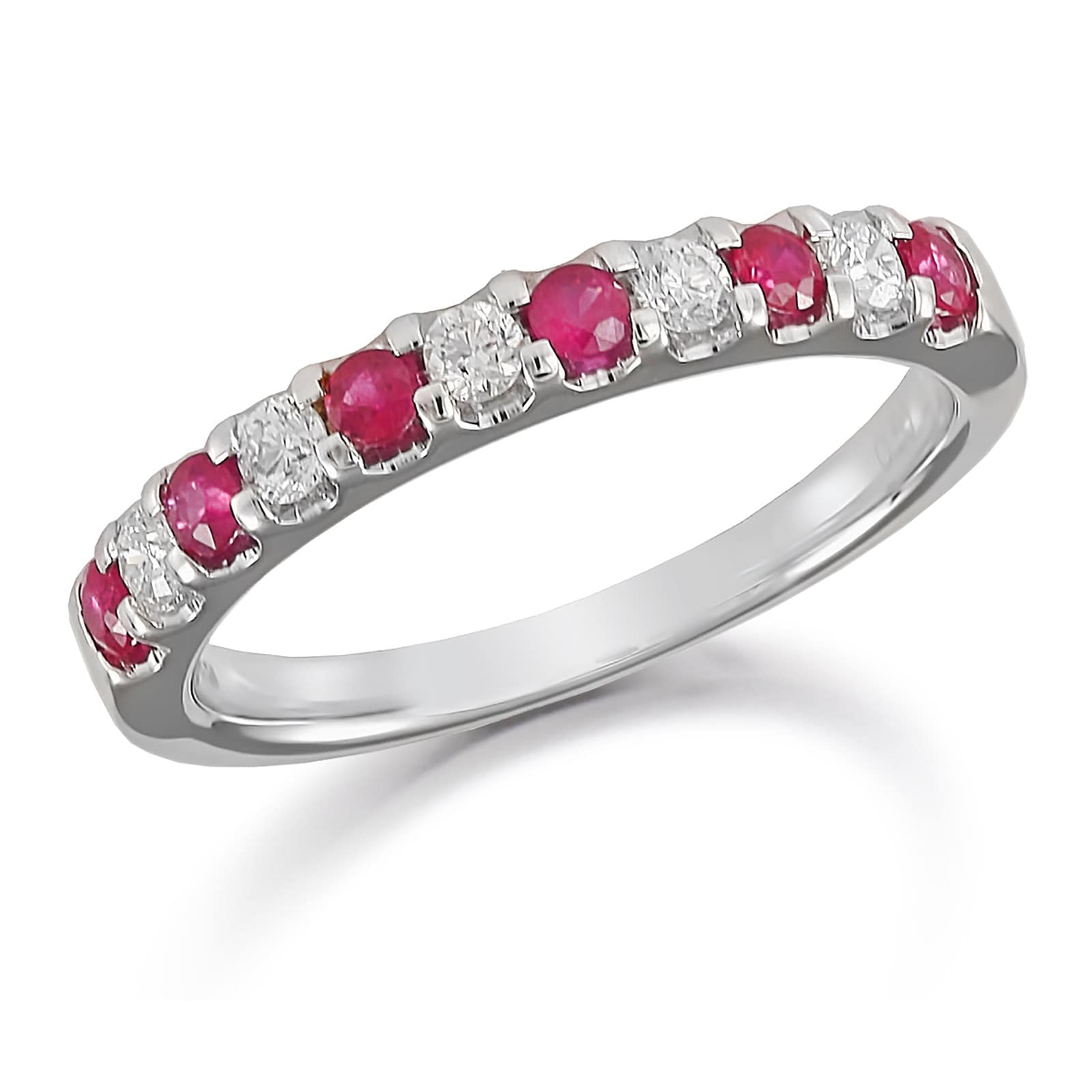 Mappin & Webb Platinum Diamond And Ruby 0.50ct Half Eternity Ring ...