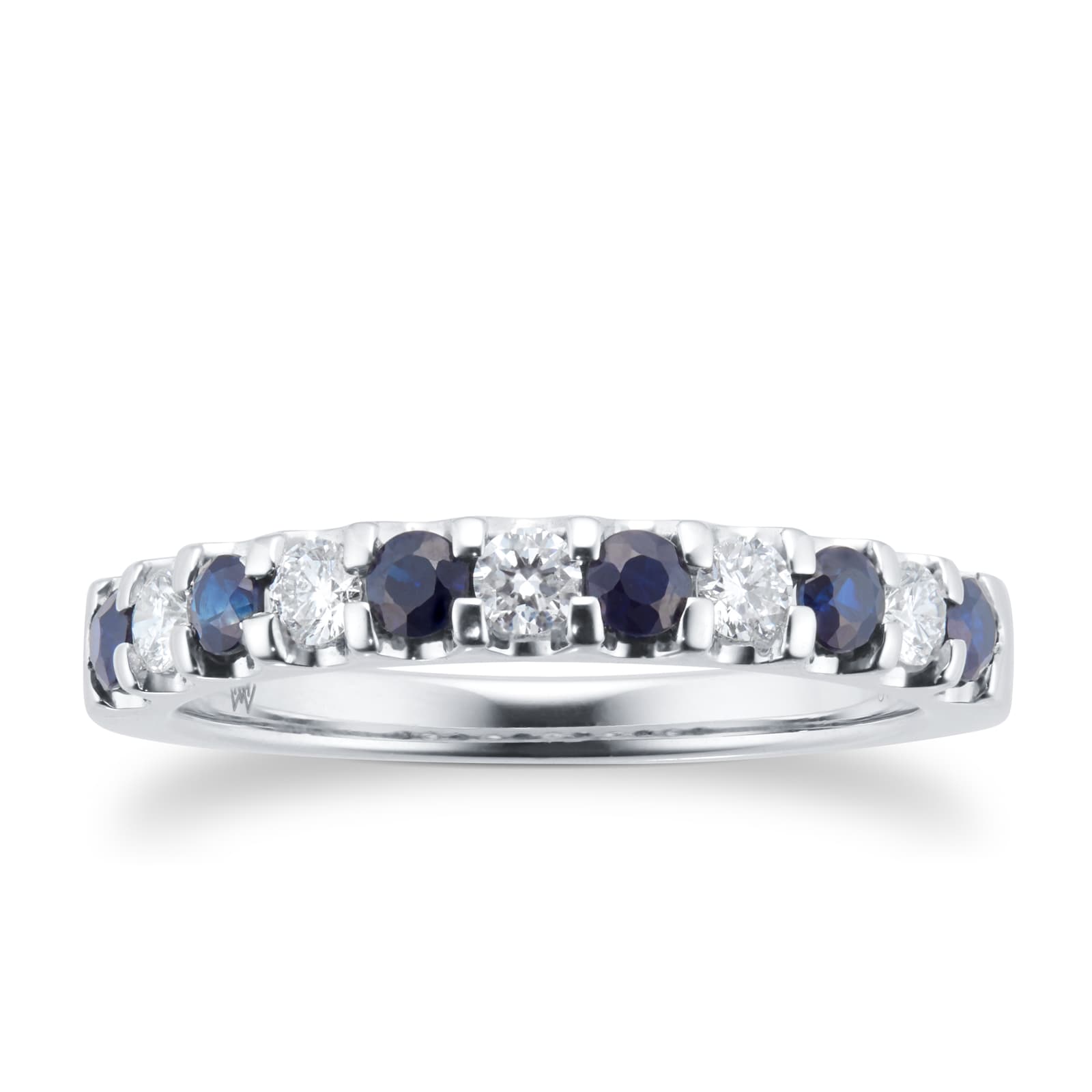 Platinum Diamond And Sapphire 0.50ct Half Eternity Ring - Ring Size J