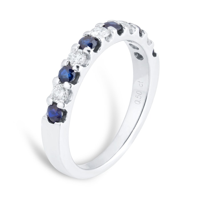 Mappin & Webb Platinum Diamond And Sapphire 0.50ct Half Eternity Ring