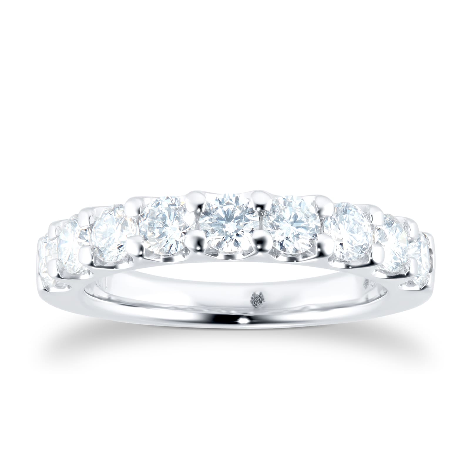 Platinum 1.00ct Claw Set Half Eternity Ring - Ring Size N