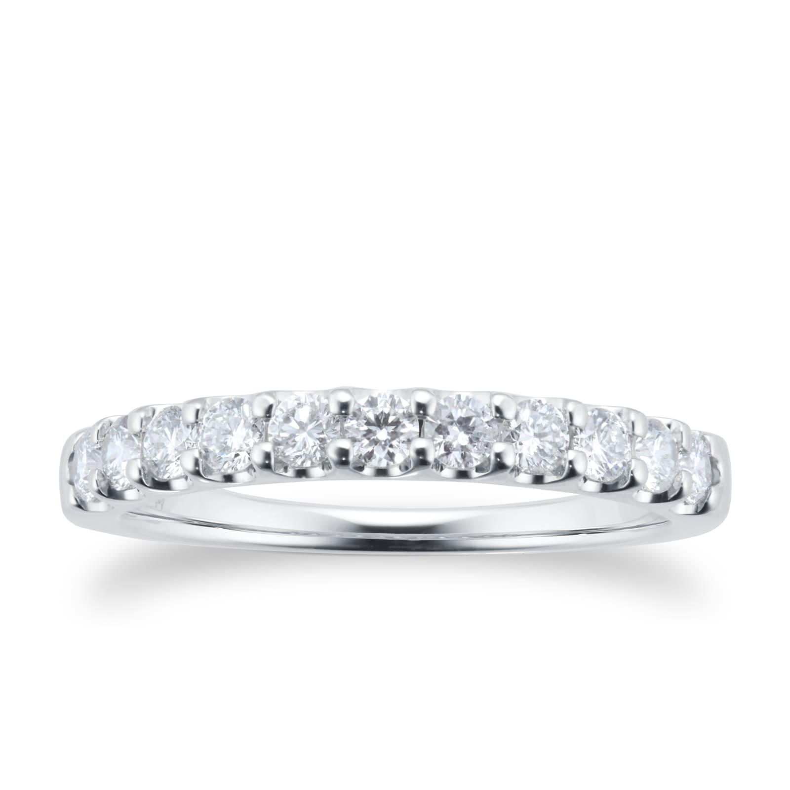 Platinum 0.50ct Claw Set Half Eternity Ring - Ring Size N