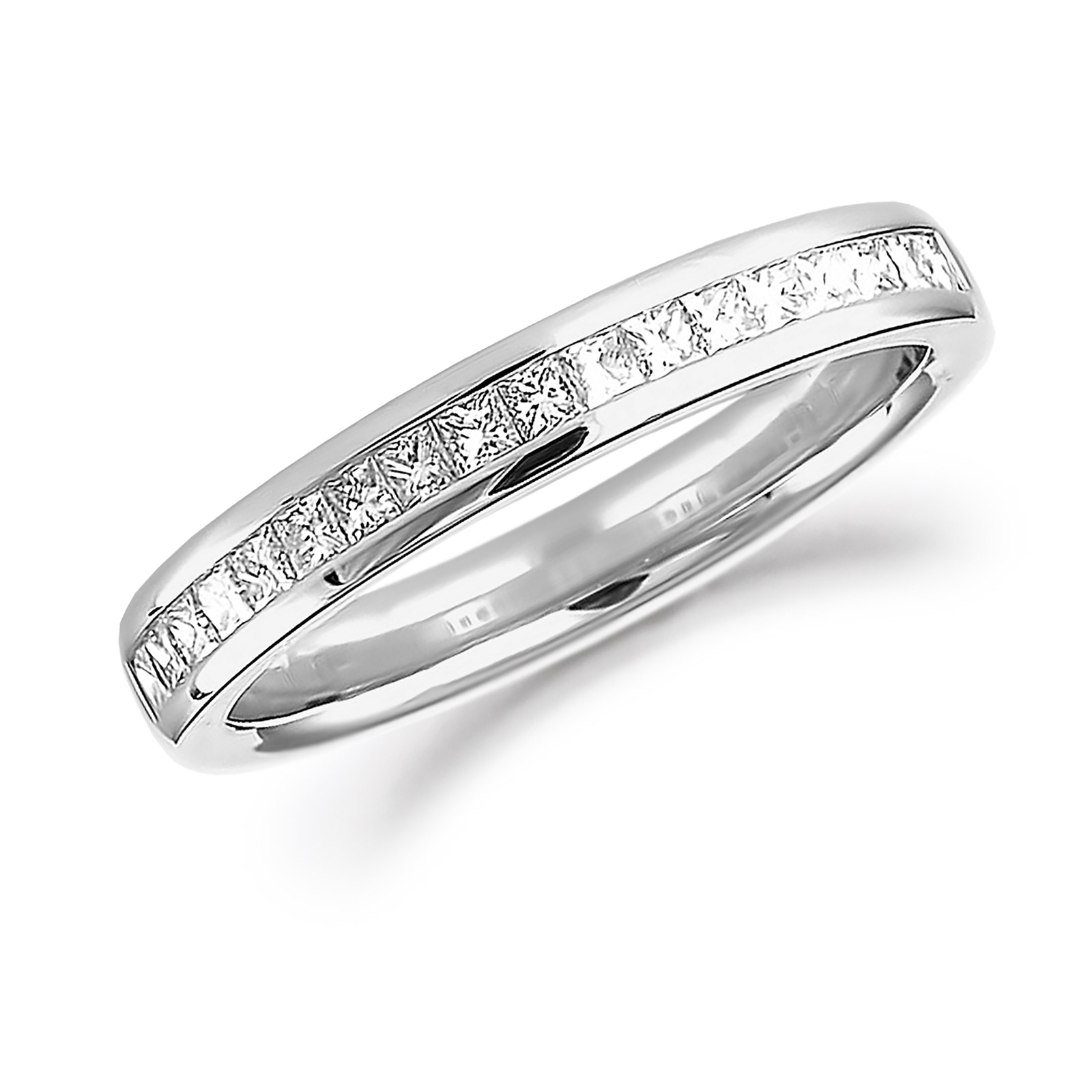 Platinum 0.50ct Princess Cut Channel Set Half Eternity Ring - Ring Size L