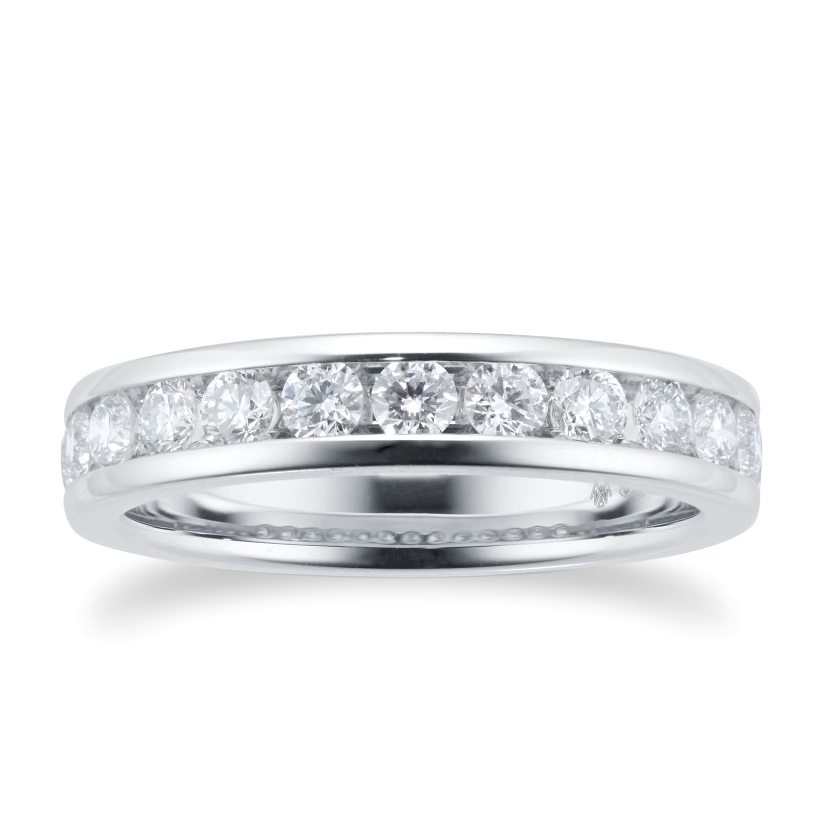 Platinum 0.75ct Round Brilliant Cut Channel Set Half Eternity Ring - Ring Size O