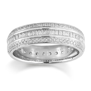 Mappin & Webb Platinum 1.25ct 3 Row Round And Baguette