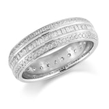 Mappin & Webb Platinum 1.25ct 3 Row Round And Baguette