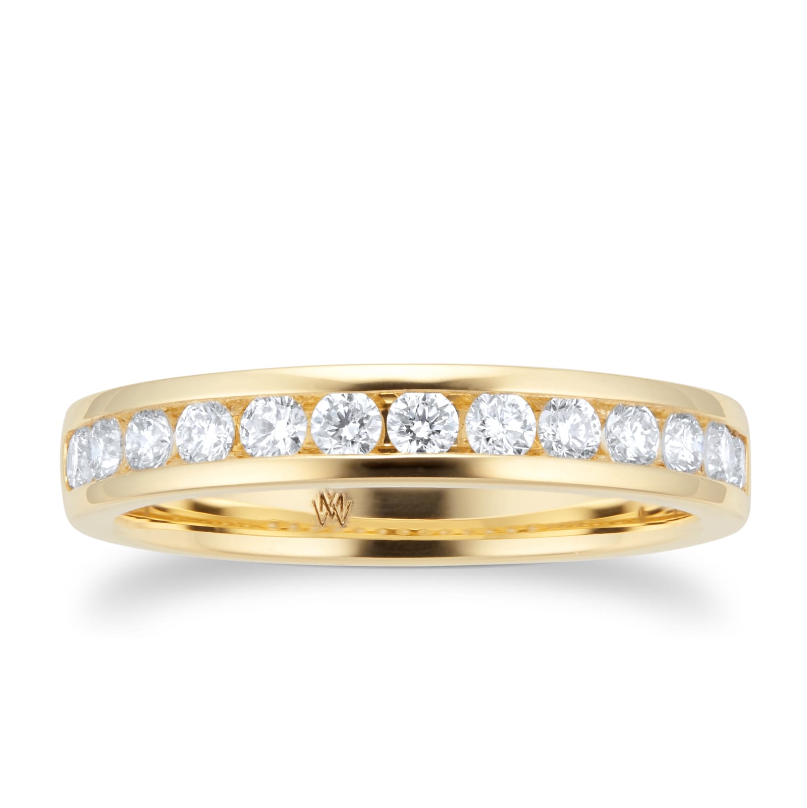 Mappin & Webb 18ct Yellow Gold 0.50ct Round Brilliant Cut Channel Set Half Eternity Ring