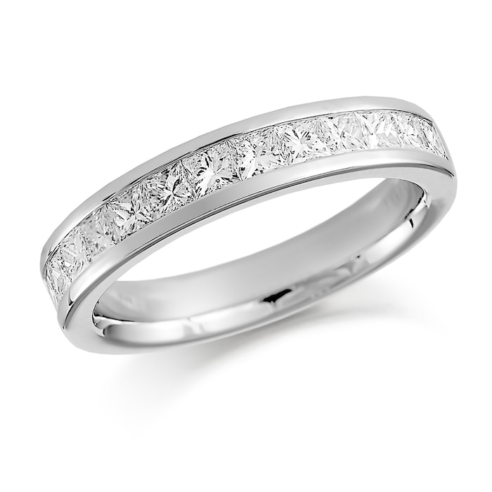 Mappin & Webb Platinum 0.75ct Princess Cut Channel Set Half Eternity Ring