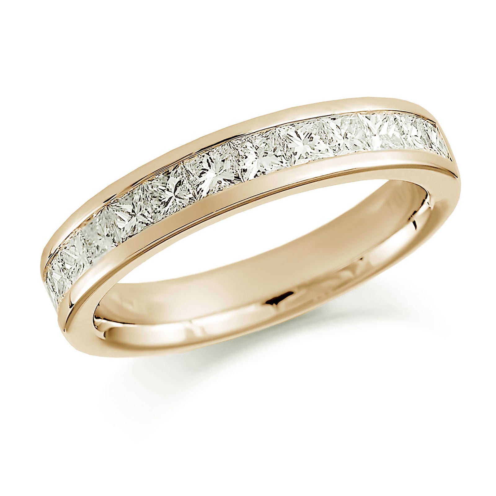 Mappin & Webb 18ct Yellow Gold 1.00ct Princess Cut Channel Set Half Eternity Ring