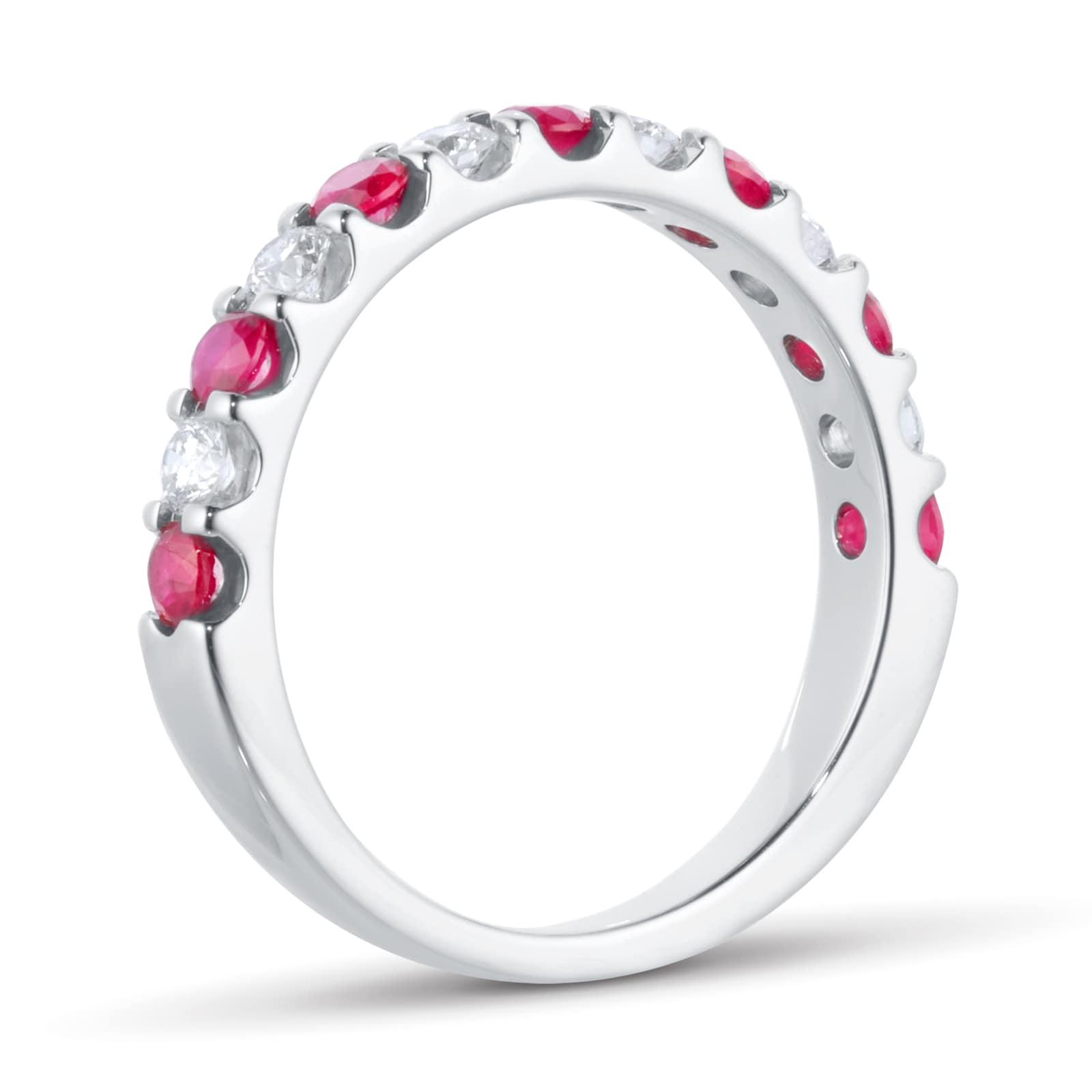 Mappin & Webb Platinum Diamond And Ruby 0.73ct Half Eternity Ring - Ring Size N