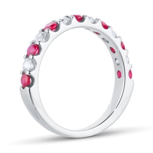 Mappin & Webb Platinum Diamond And Ruby 0.73ct Half Eternity Ring