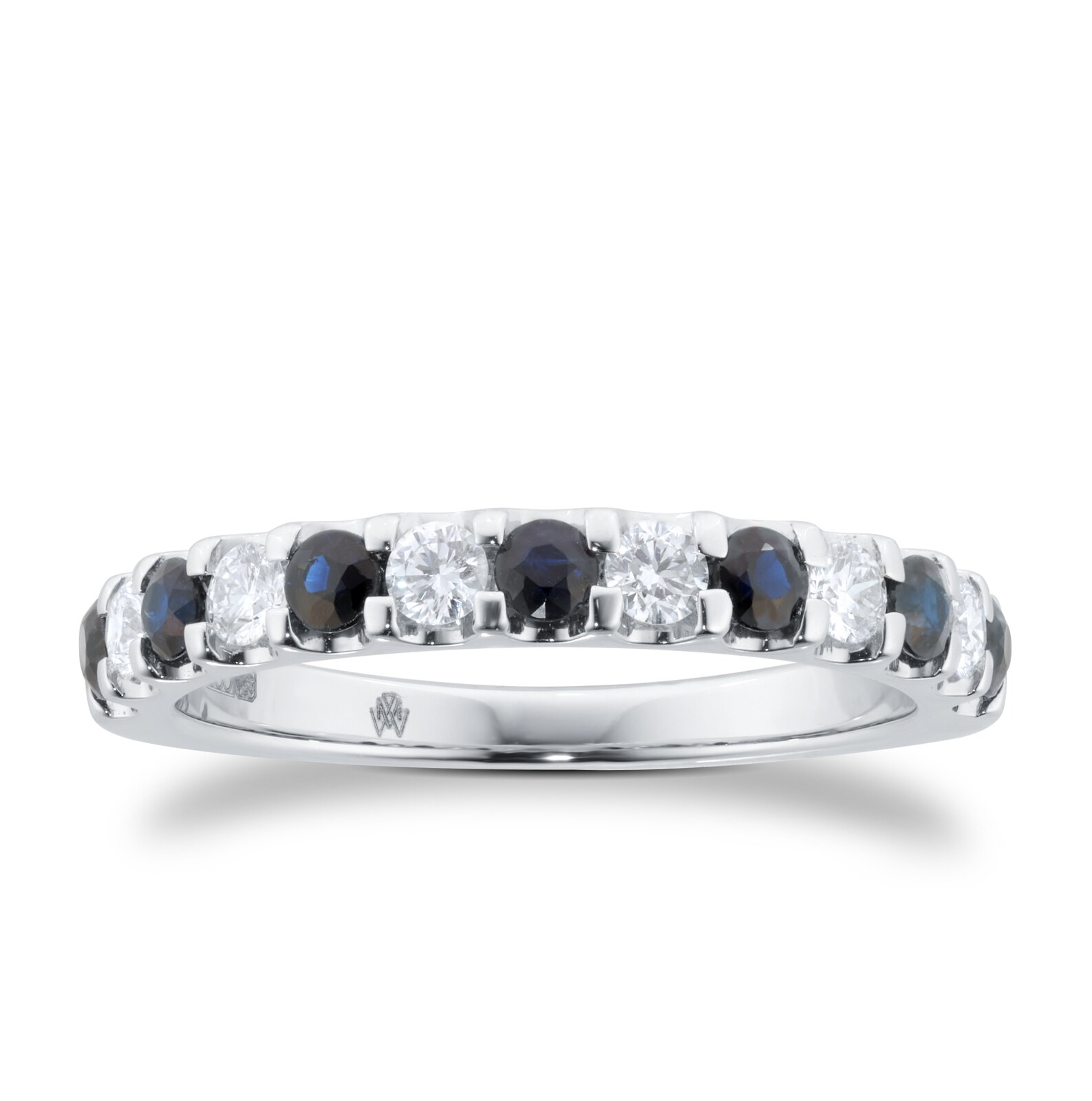 Mappin & Webb Platinum Diamond And Sapphire 0.73ct Half Eternity Ring Mappin & Webb Platinum Diamond And Sapphire 0.73ct Half Eternity Ring