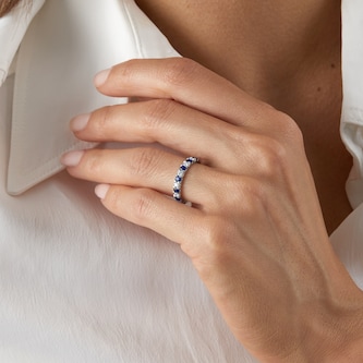 Mappin 
Webb Platinum Diamond And Sapphire 0.73ct Half Eternity Ring