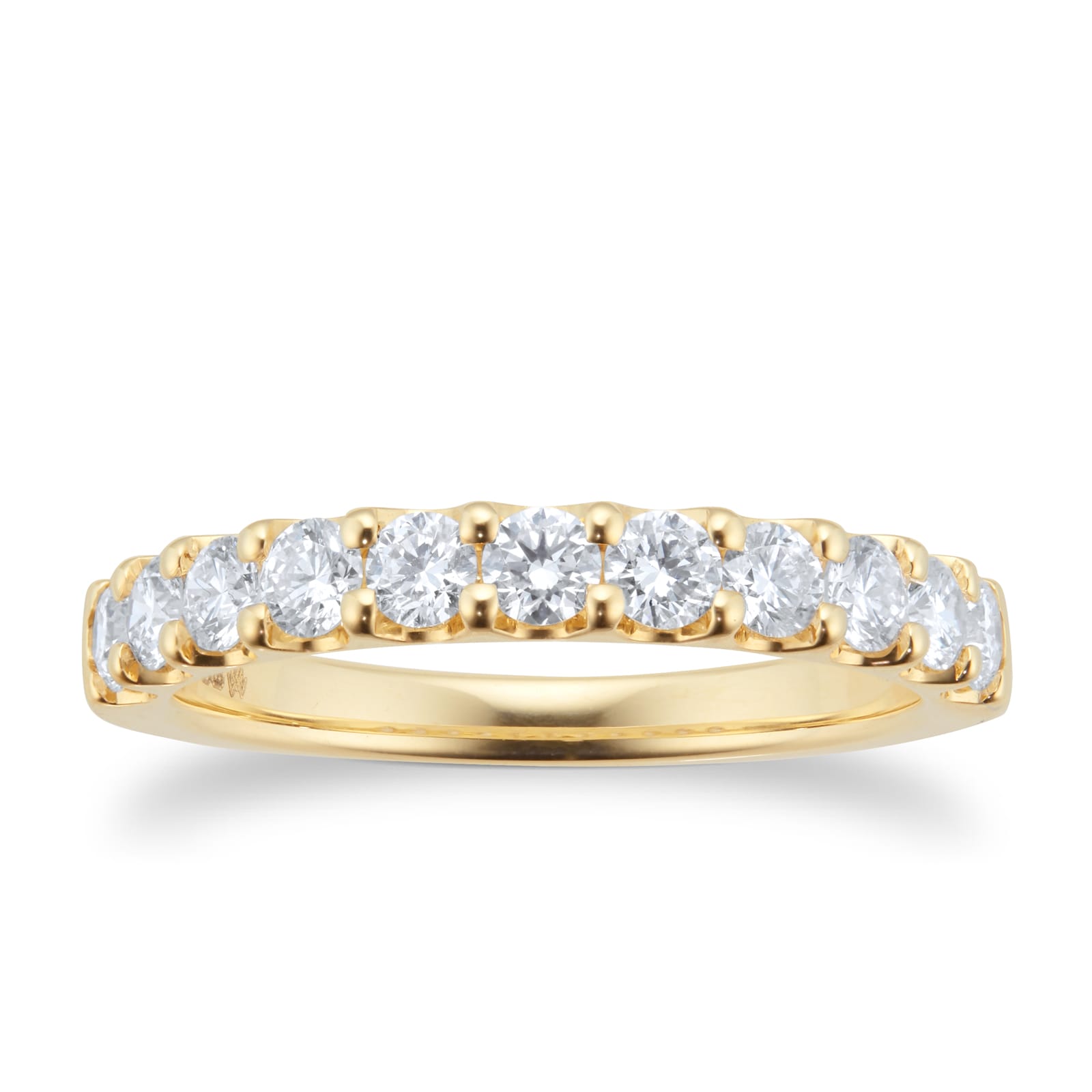 18ct Yellow Gold 0.77ct Claw Set Half Eternity Ring - Ring Size Q