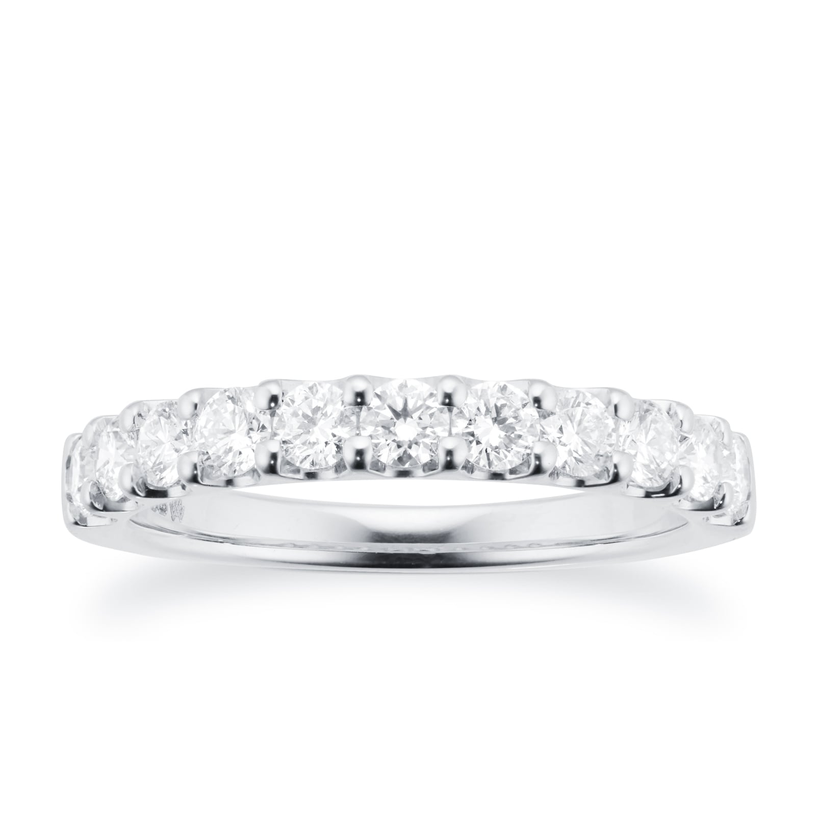 Platinum 1.30ct Claw Set Half Eternity Ring - Ring Size O