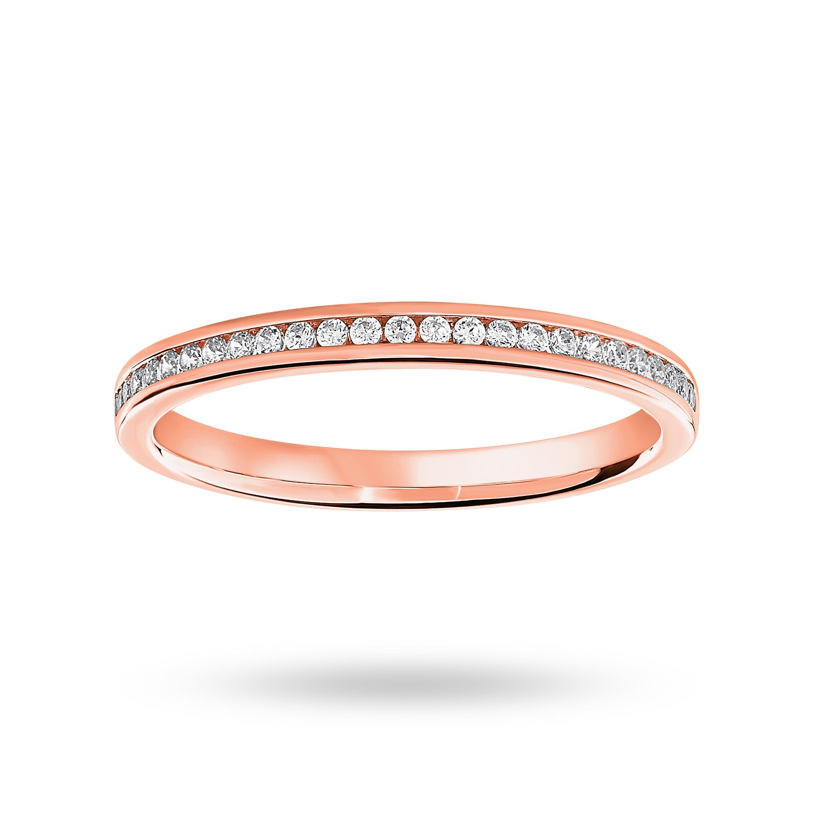 Goldsmiths 18 Carat Rose Gold 0.12 Carat Brilliant Cut Half Eternity Ring - Ring Size M