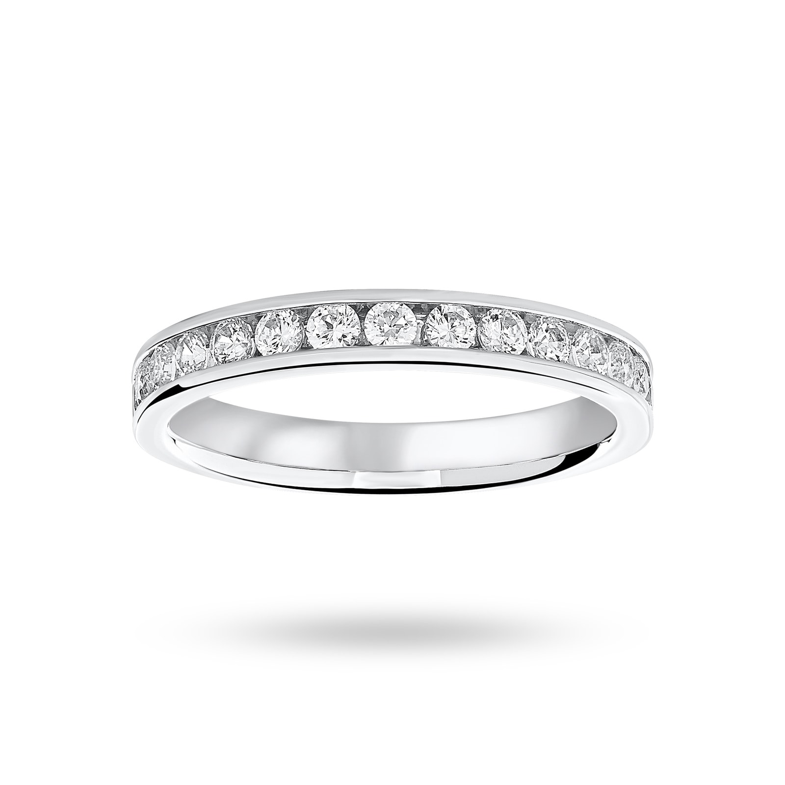 Platinum 0.50 Carat Brilliant Cut Half Eternity Ring - Ring Size J