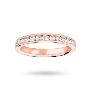 Goldsmiths 18 Carat Rose Gold 0.50 Carat Brilliant Cut Half Eternity Ring
