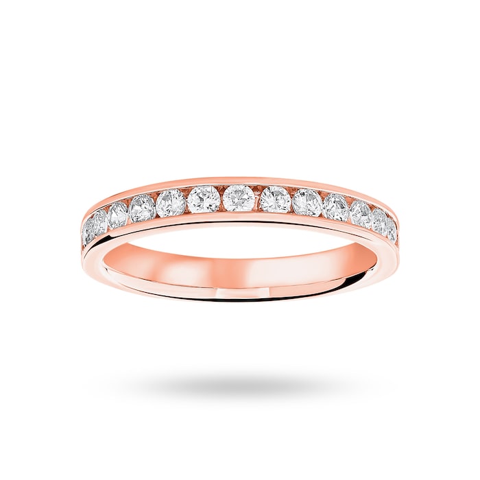 Goldsmiths 18 Carat Rose Gold 0.50 Carat Brilliant Cut Half Eternity Ring - Ring Size O