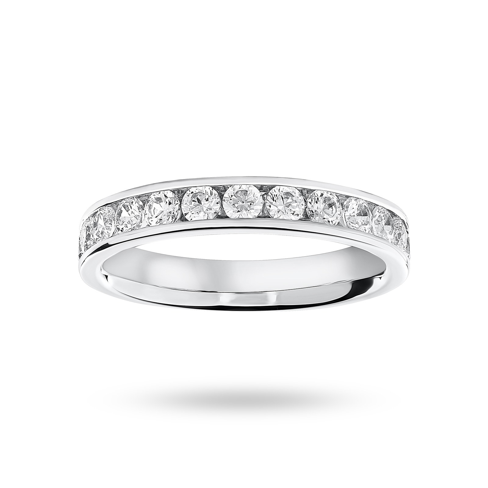 Platinum 0.75 Carat Brilliant Cut Half Eternity Ring - Ring Size N