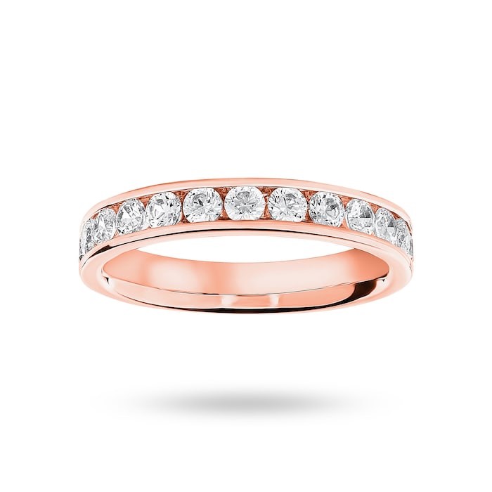Goldsmiths 18 Carat Rose Gold 0.75 Carat Brilliant Cut Half Eternity Ring - Ring Size J