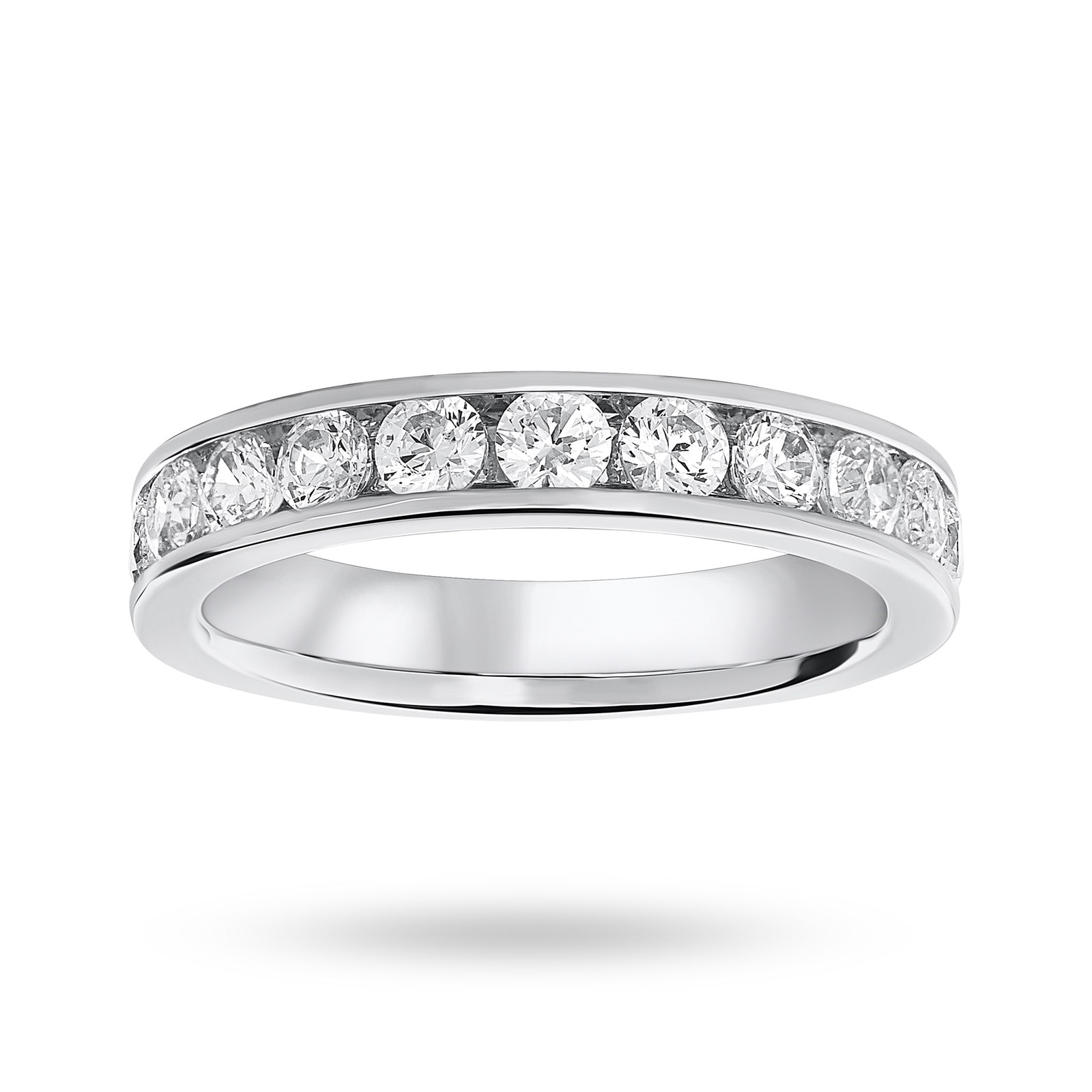 Platinum 1.00 Carat Brilliant Cut Half Eternity Ring - Ring Size 