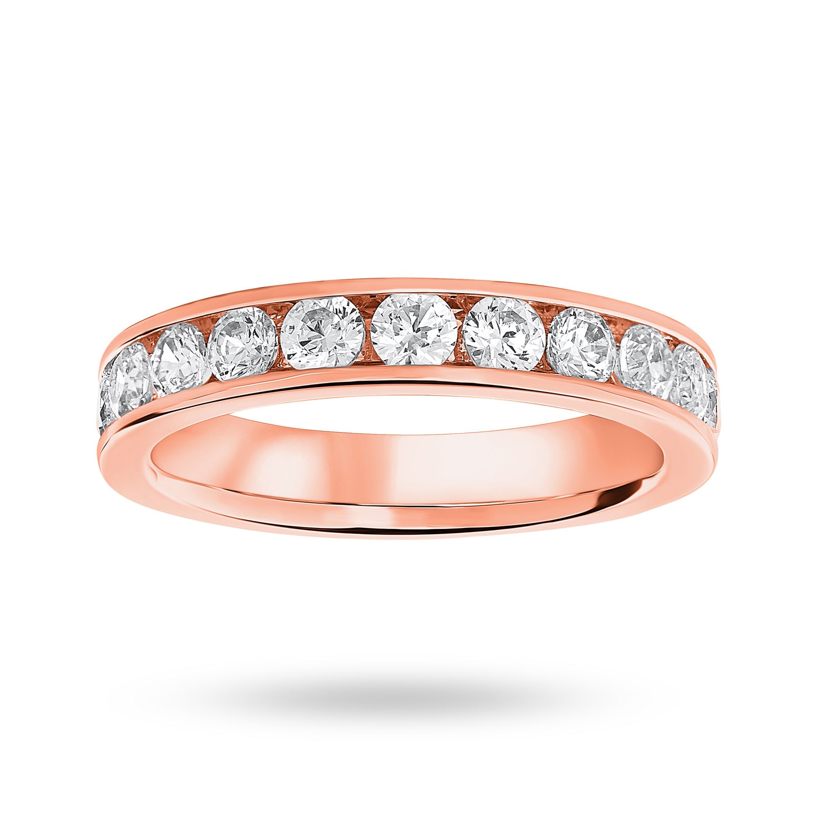 18 Carat Rose Gold 1.00 Carat Brilliant Cut Half Eternity Ring - Ring Size K