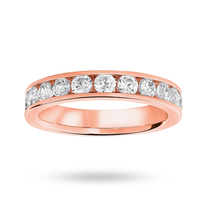 Goldsmiths 9 Carat Rose Gold 1.00 Carat Brilliant Cut Half Eternity Ring - Ring Size V.5