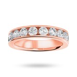 Goldsmiths 9 Carat Rose Gold 1.50 Carat Brilliant Cut Half Eternity Ring - Ring Size W