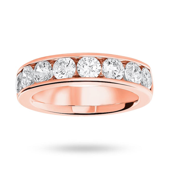 Goldsmiths 18 Carat Rose Gold 1.85 Carat Brilliant Cut Half Eternity Ring - Ring Size K