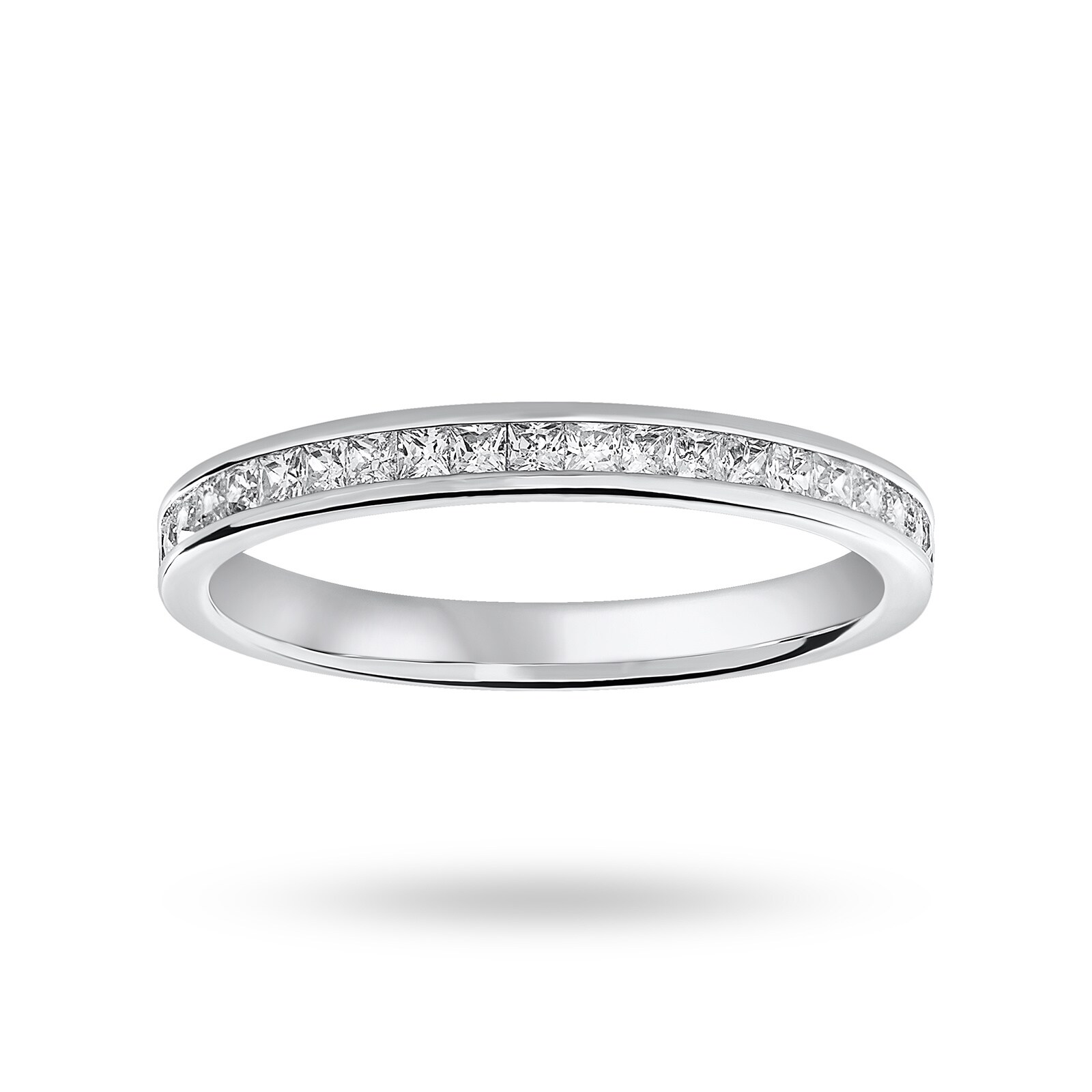Platinum 0.33 Carat Princess Cut Half Eternity Ring - Ring Size P