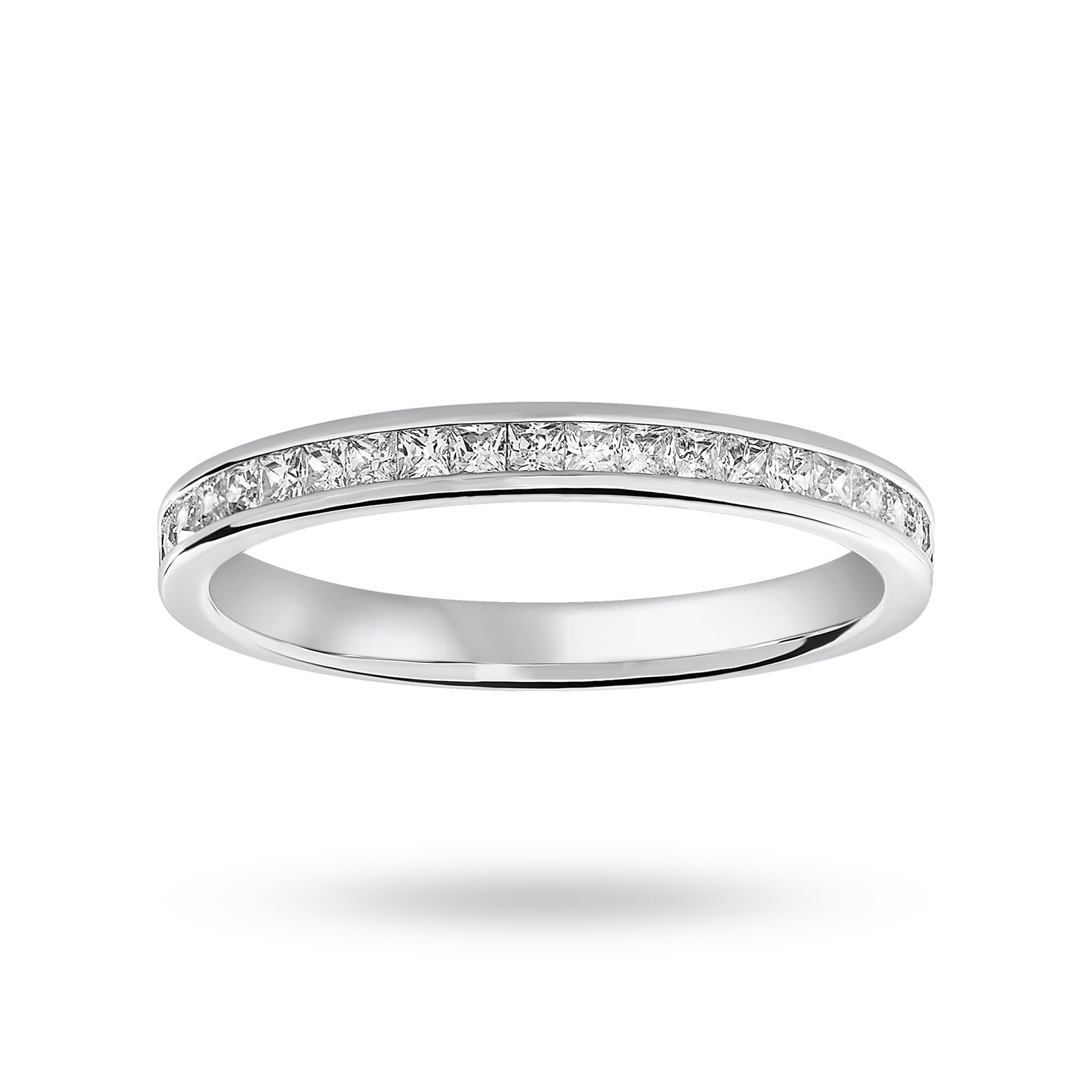 Platinum 0.33 Carat Princess Cut Half Eternity Ring - Ring Size I