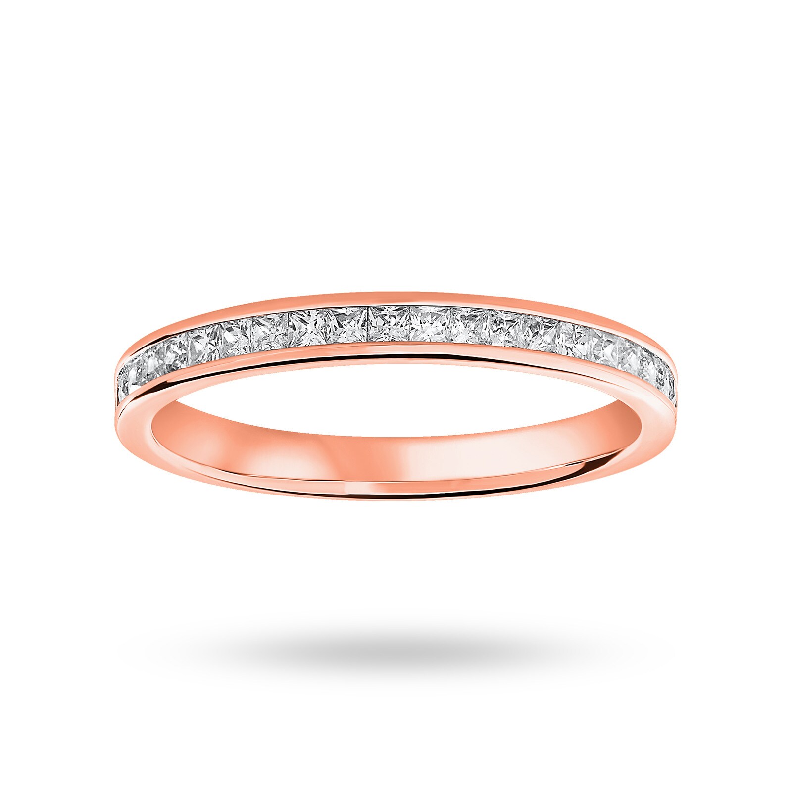 18 Carat Rose Gold 0.33 Carat Princess Cut Half Eternity Ring - Ring Size K