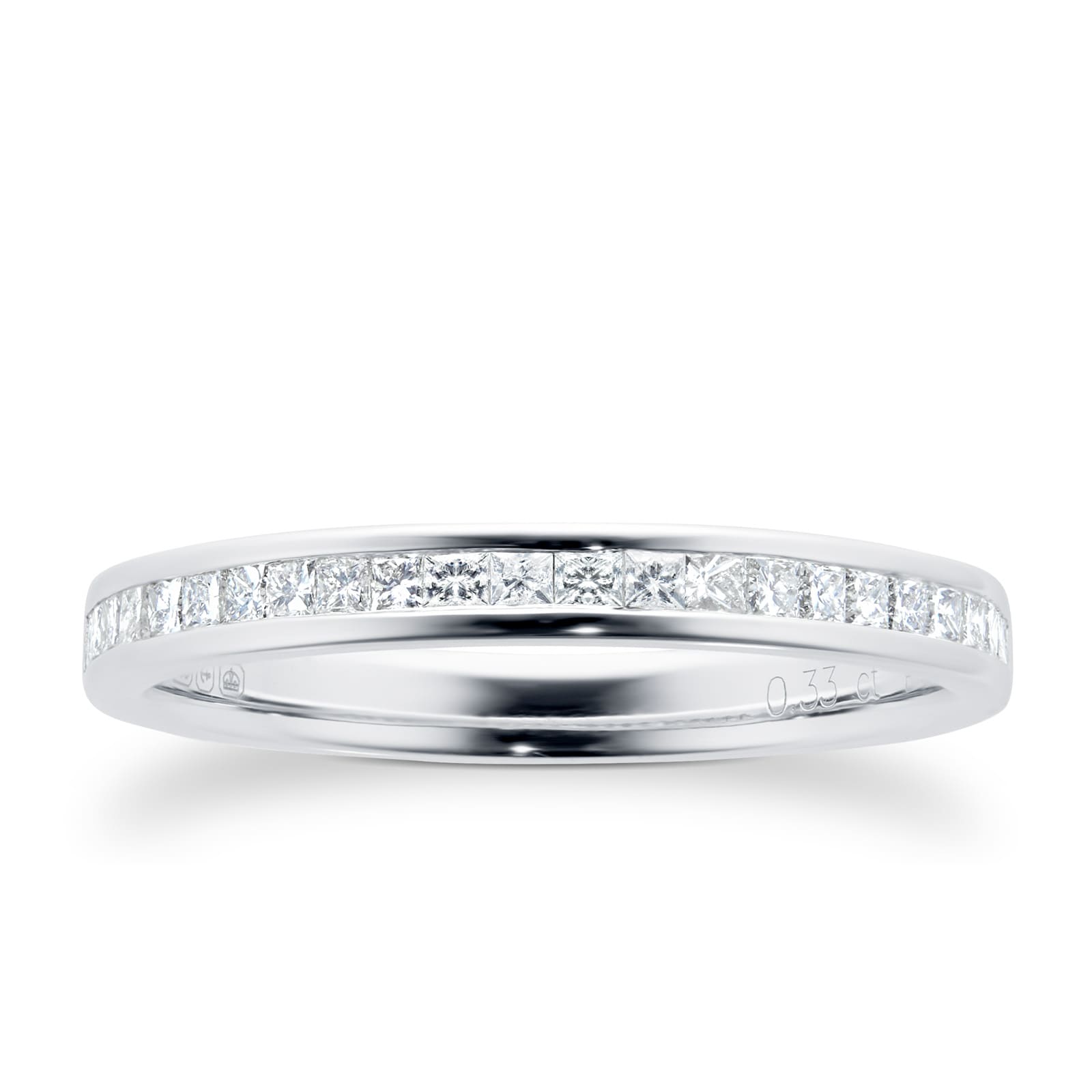 18 Carat White Gold 0.33 Carat Princess Cut Half Eternity Ring - Ring Size K.5
