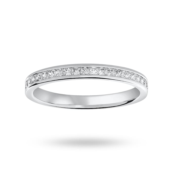 Goldsmiths 9 Carat White Gold 0.33 Carat Princess Cut Half Eternity Ring - Ring Size K