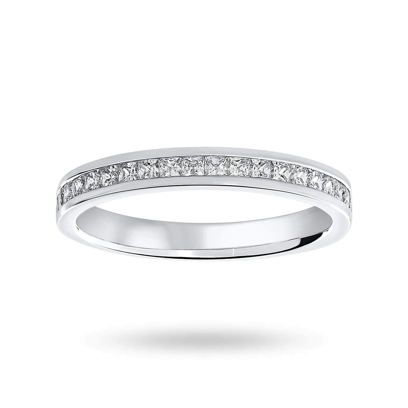 18 Carat White Gold 0.50 Carat Princess Cut Half Eternity Ring - Ring Size O