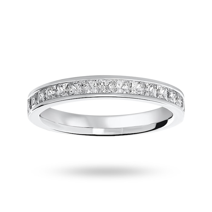 Goldsmiths Platinum 0.75 Carat Princess Cut Half Eternity Ring - Ring Size J