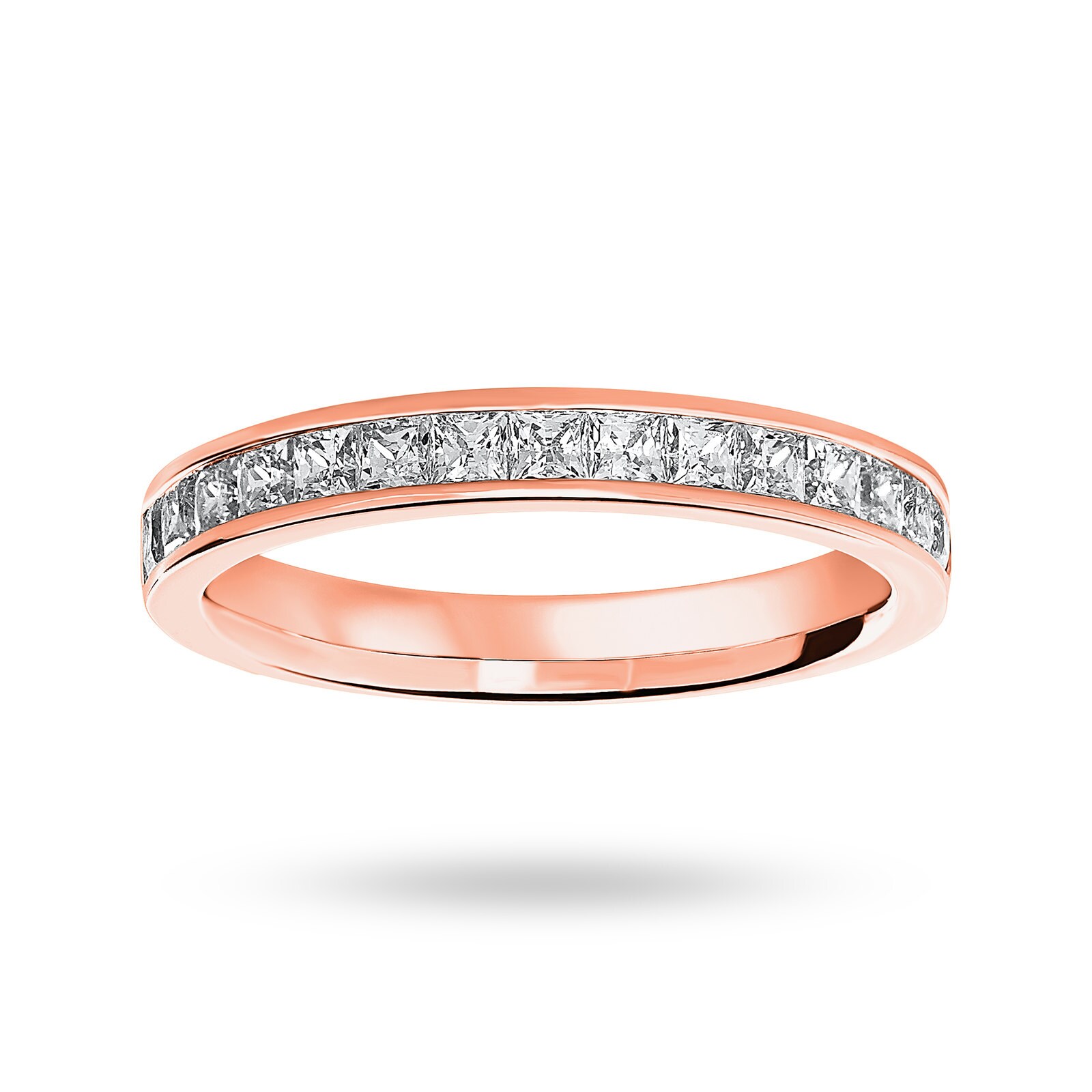 9 Carat Rose Gold 0.75 Carat Princess Cut Half Eternity Ring - Ring Size N