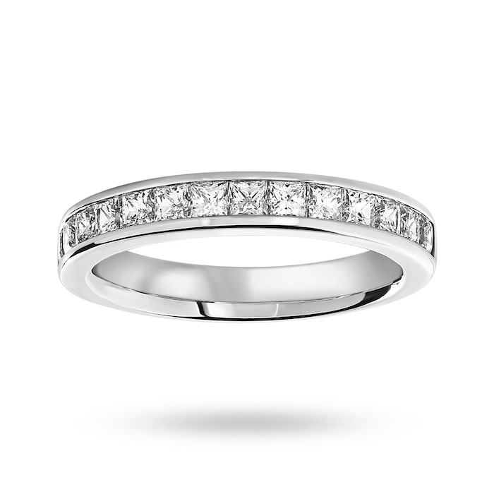 Goldsmiths Platinum 1.00 Carat Princess Cut Half Eternity Ring - Ring Size J