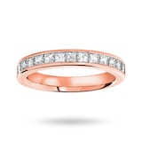 Goldsmiths 18 Carat Rose Gold 1.00 Carat Princess Cut Half Eternity Ring - Ring Size J