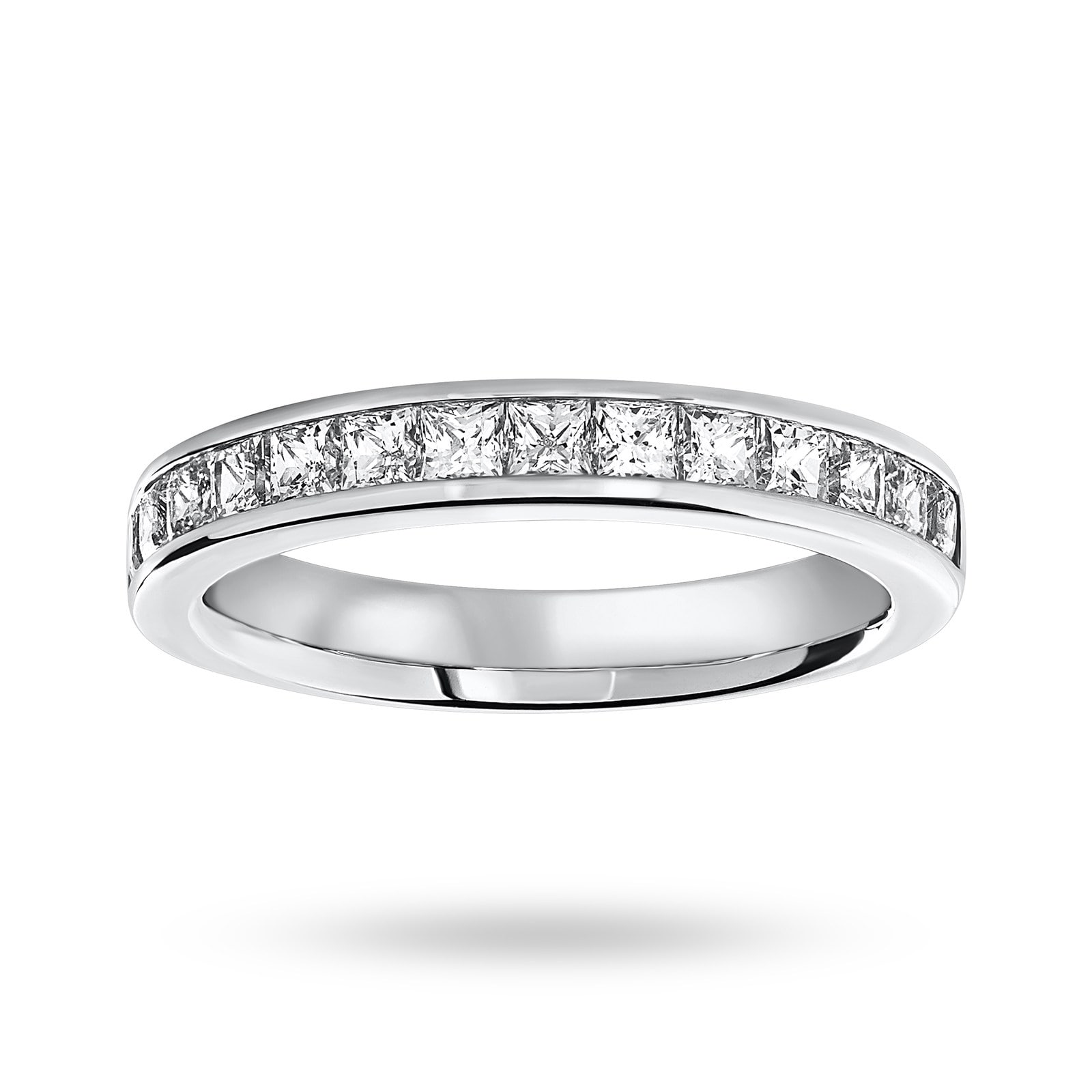18 Carat White Gold 1.00 Carat Princess Cut Half Eternity Ring - Ring Size N