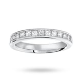Goldsmiths 18 Carat White Gold 1.00 Carat Princess Cut Half Eternity Ring - Ring Size K