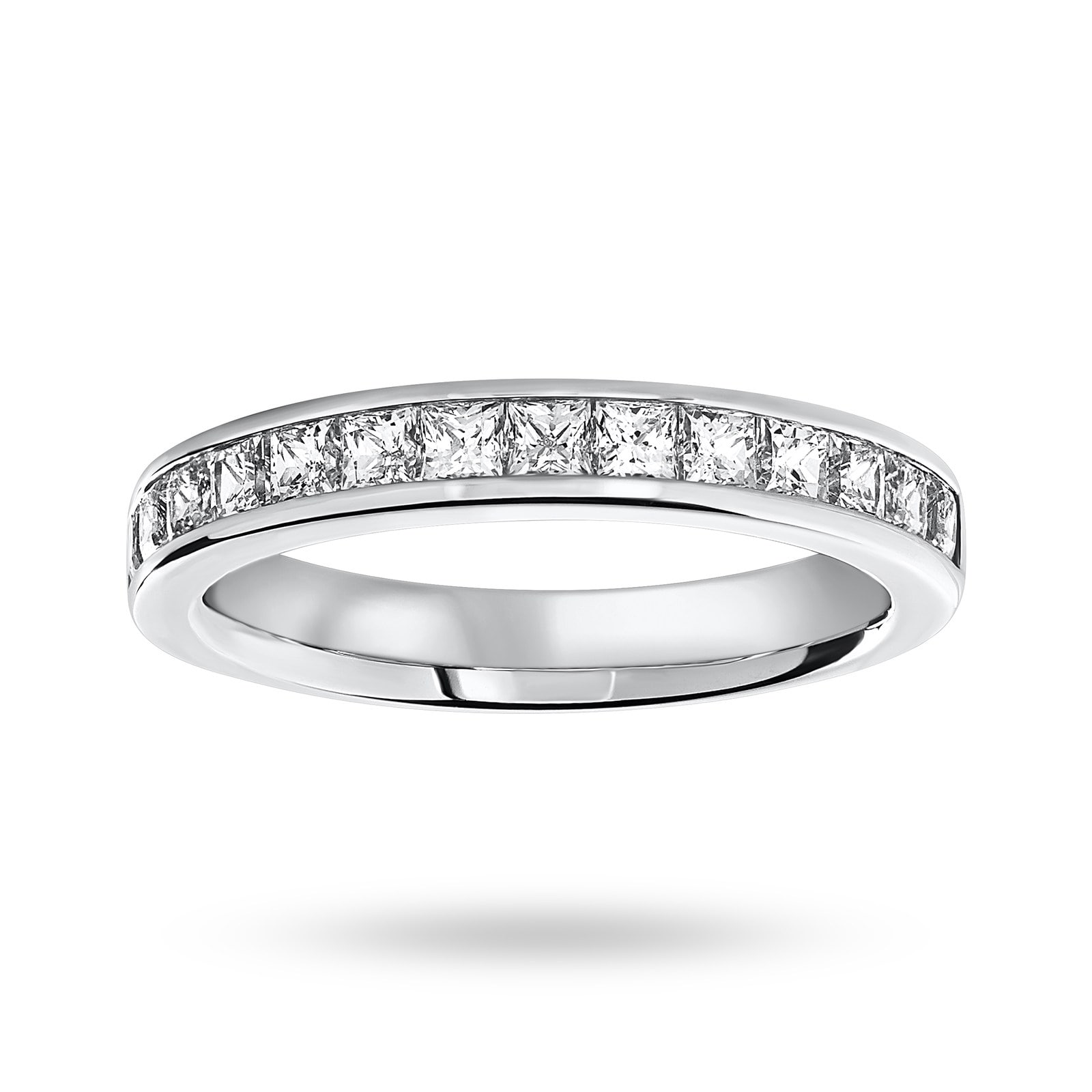 Goldsmiths 18 Carat White Gold 1.00 Carat Princess Cut Half Eternity Ring