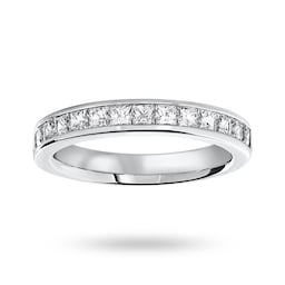 06503847 - 18 Carat White Gold 1.00 Carat Princess Cut Half Eternity Ring