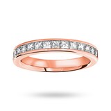 Goldsmiths 9 Carat Rose Gold 1.00 Carat Princess Cut Half Eternity Ring - Ring Size K