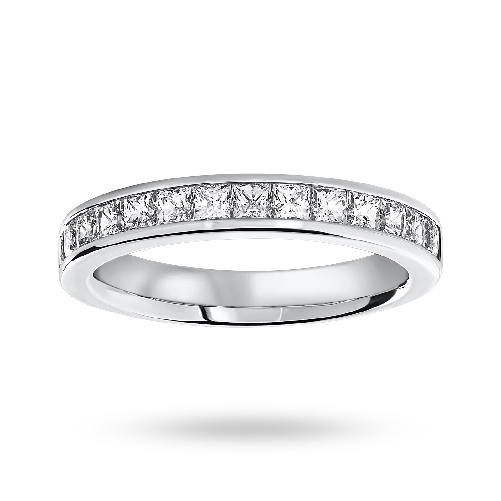 9 Carat White Gold 1.00 Carat Princess Cut Half Eternity Ring - Ring Size L