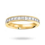 Goldsmiths 9 Carat Yellow Gold 1.00 Carat Princess Cut Half Eternity Ring - Ring Size J