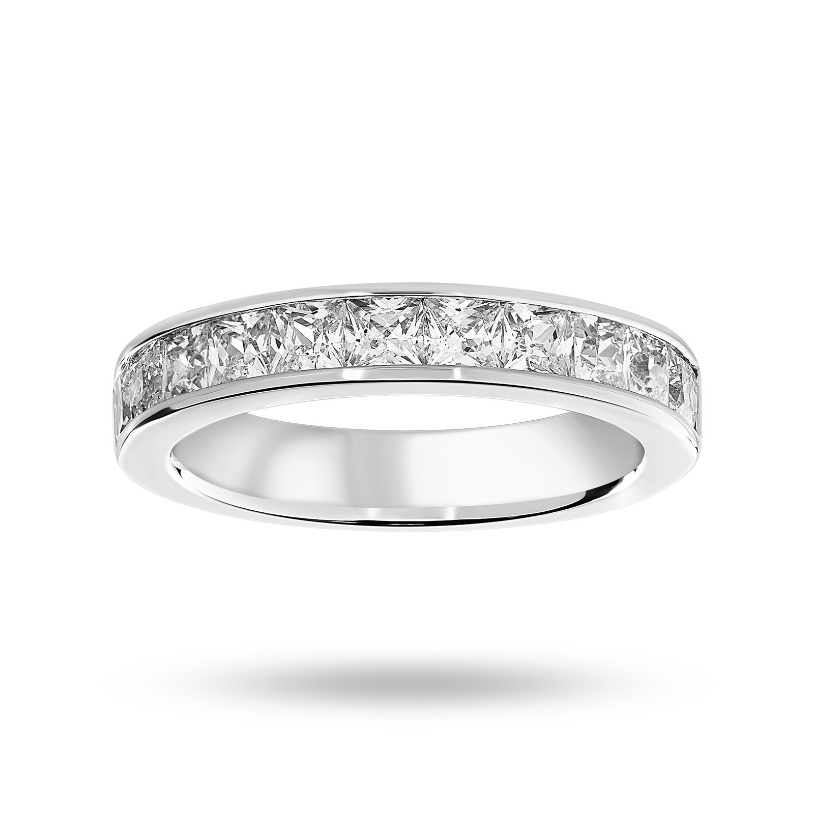 Platinum 1.50 Carat Princess Cut Half Eternity Ring - Ring Size P