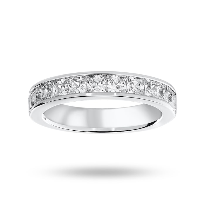 Goldsmiths 18 Carat White Gold 1.50 Carat Princess Cut Half Eternity Ring - Ring Size K