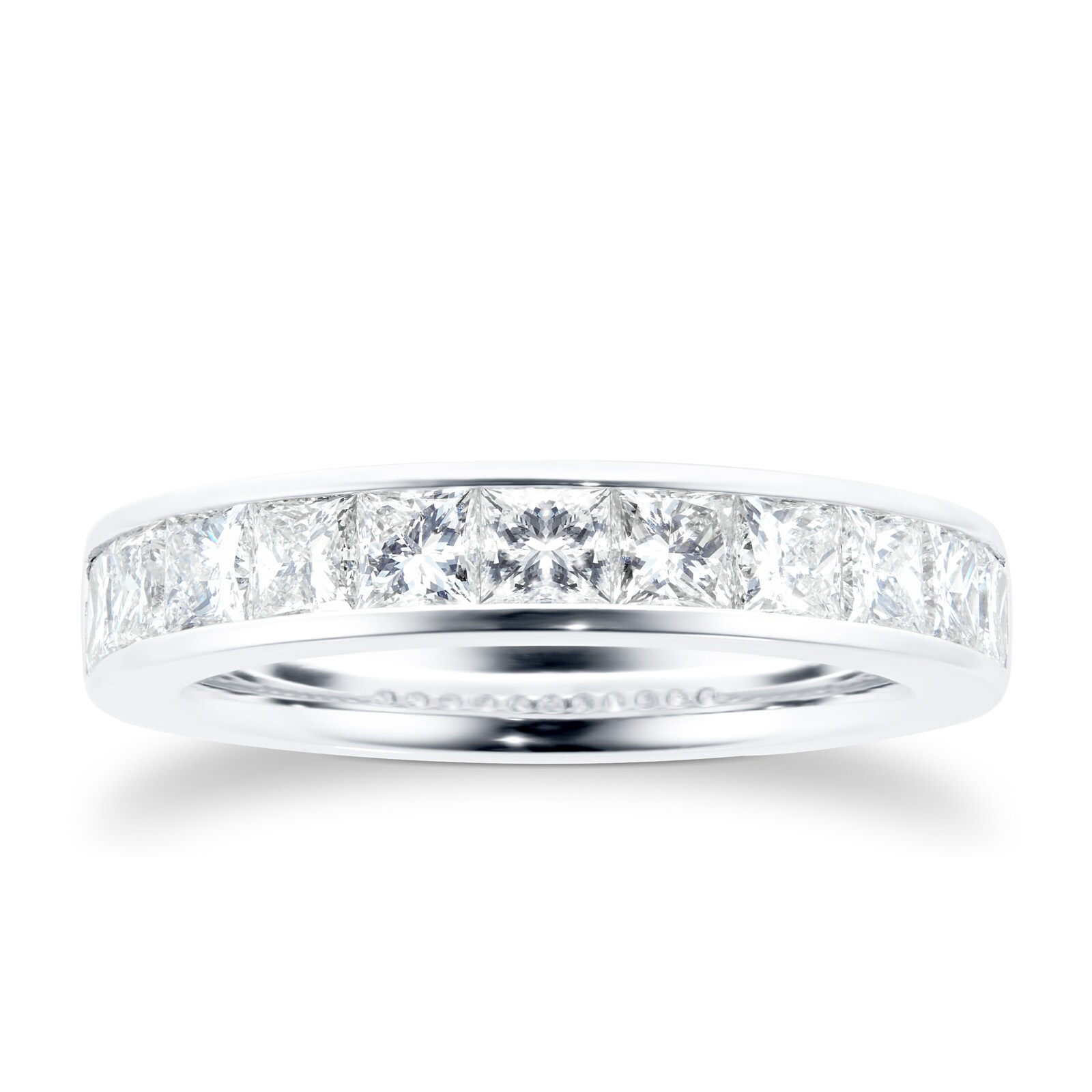 18 Carat White Gold 1.50 Carat Princess Cut Half Eternity Ring - Ring Size J