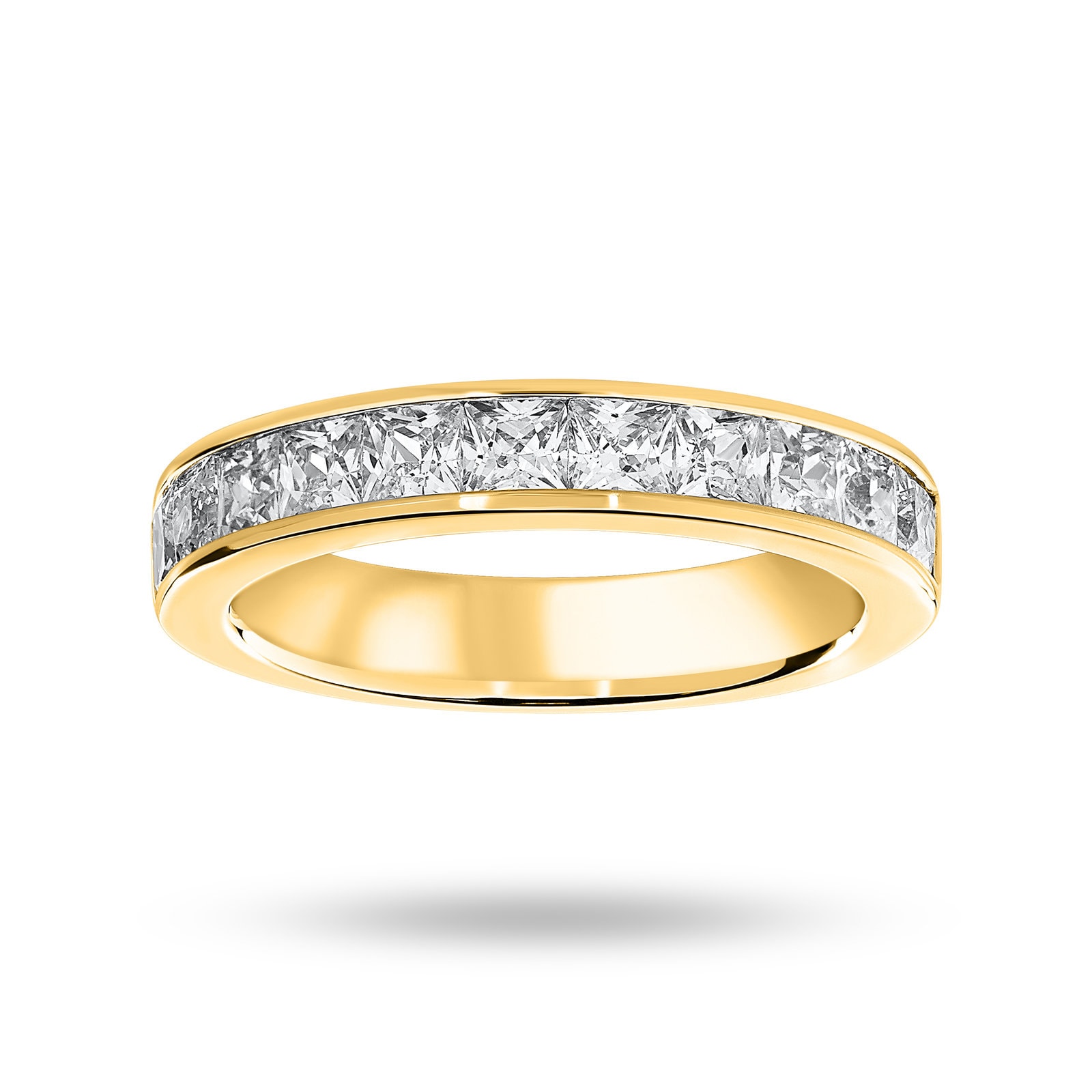 18 Carat Yellow Gold 1.50 Carat Princess Cut Half Eternity Ring - Ring Size O
